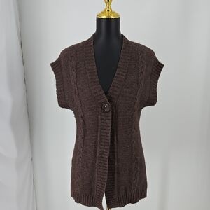 Cable Knit Sweater Vest Cardigan M